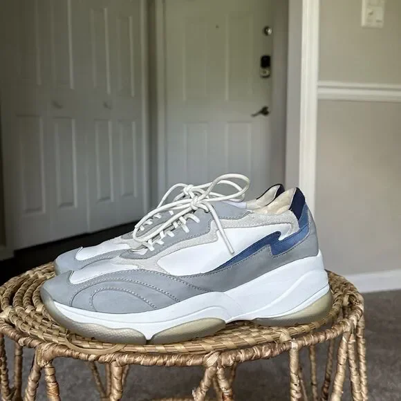 GEOX Kirya Sneaker Sage Leather Women’s US 10 $160 Chunky Trainer Shoes White - Picture 2 of 11